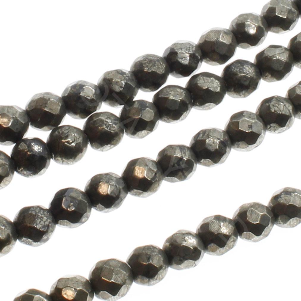 Pyrite Facet Round Beads 4mm 16" String