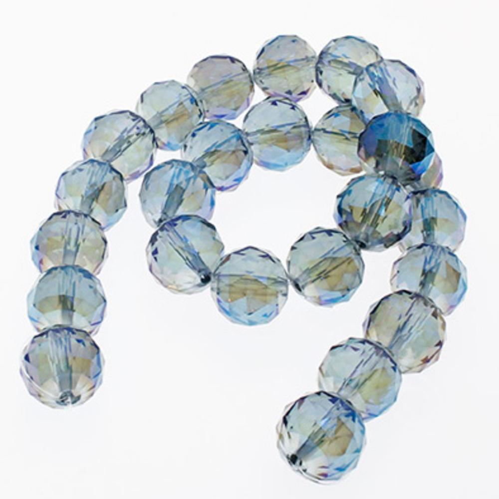 11mm Crystal Round Beads 25pcs - Blue Rainbow
