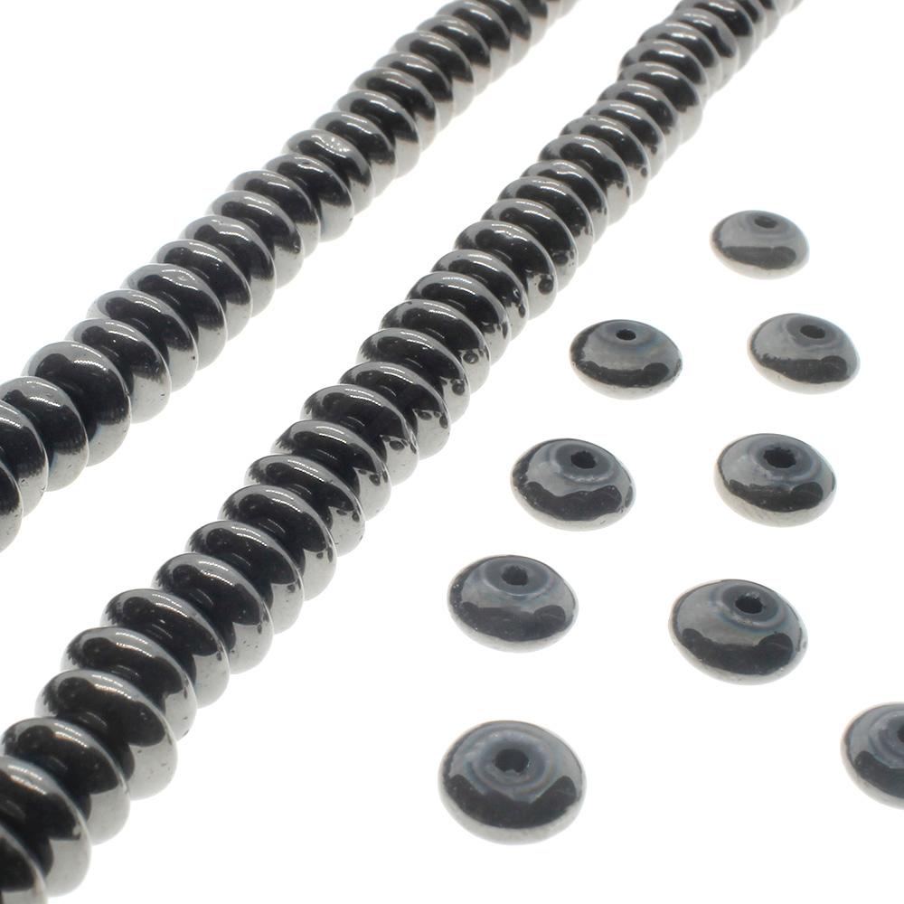 Glass Rondelle Beads 7mm - Charcoal 100pcs