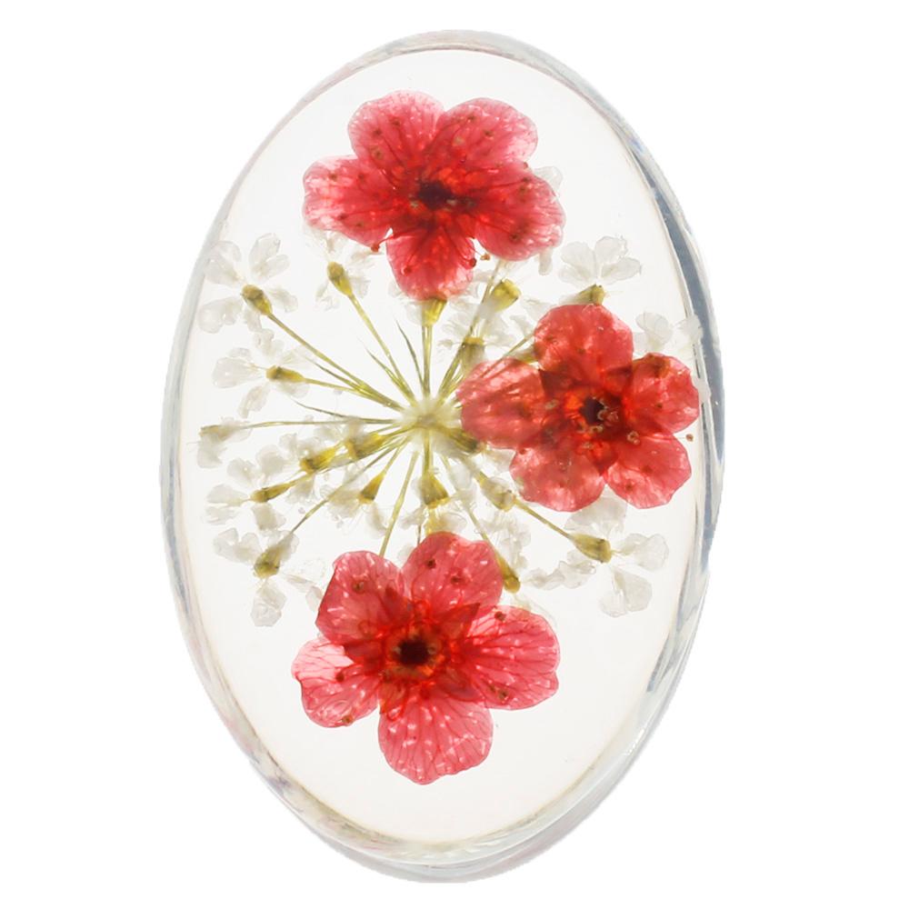 Everbloom Cabochon Oval 30x20mm - Red White Flowers