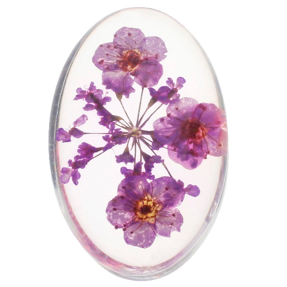 Everbloom Cabochon Oval 30x20mm - Mauve Flowers