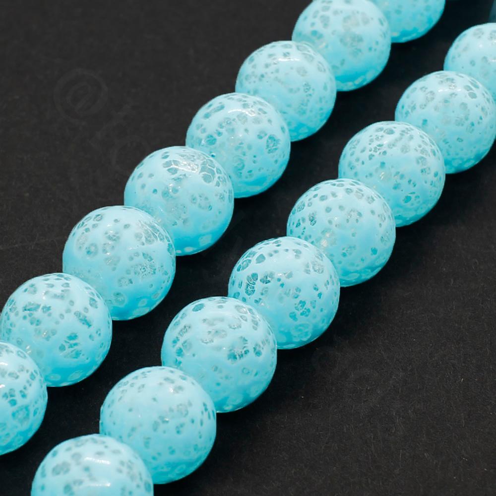 Speckled Glass Beads 8mm Round - Aqua