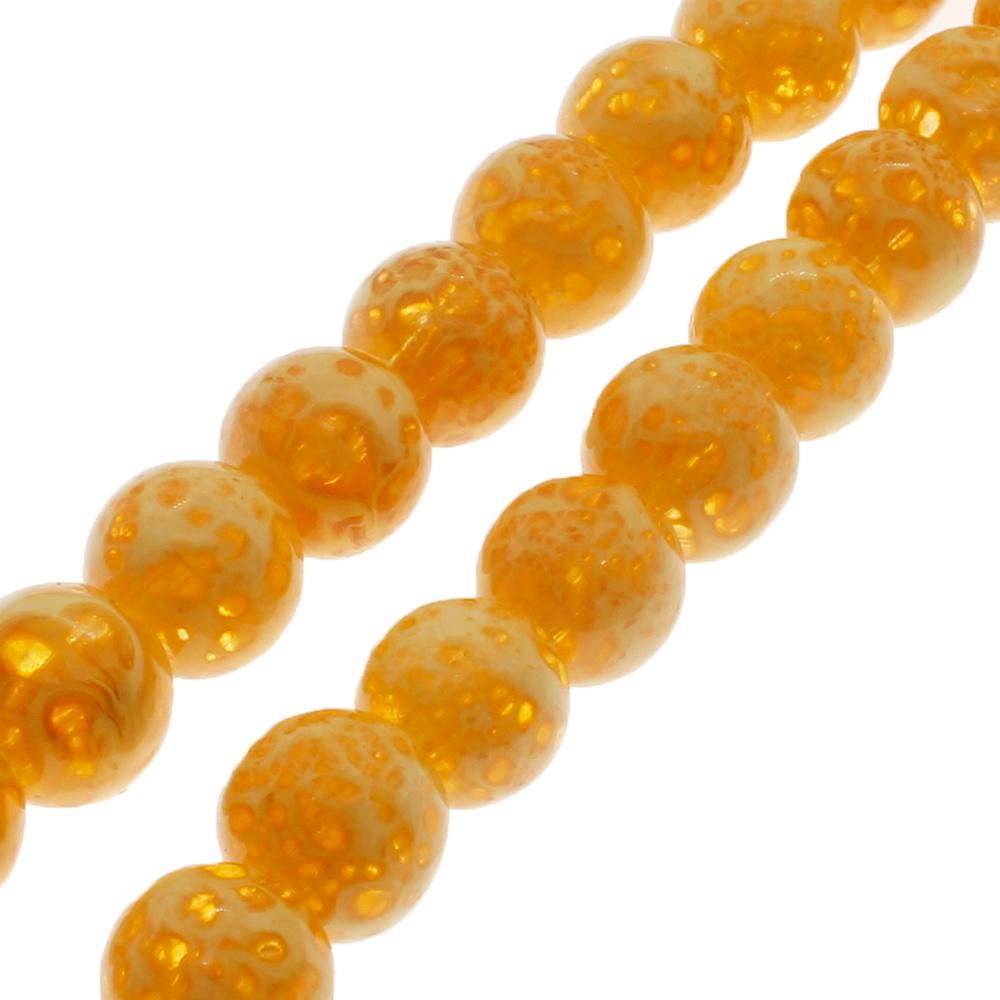 Speckled Glass Beads 8mm Round - Golden Yellow