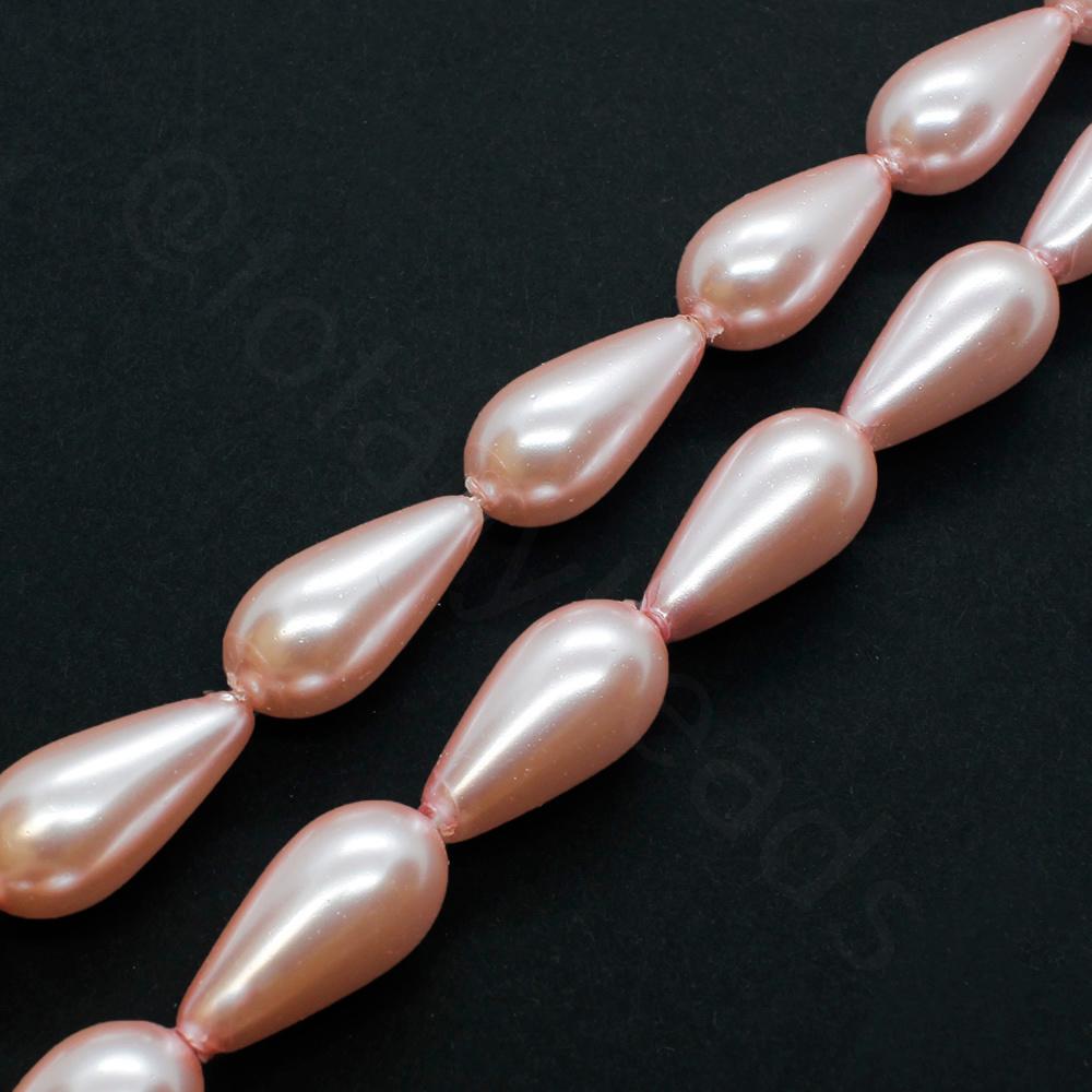 Glass Pearl Drop Beads 8x16mm - Light Pink