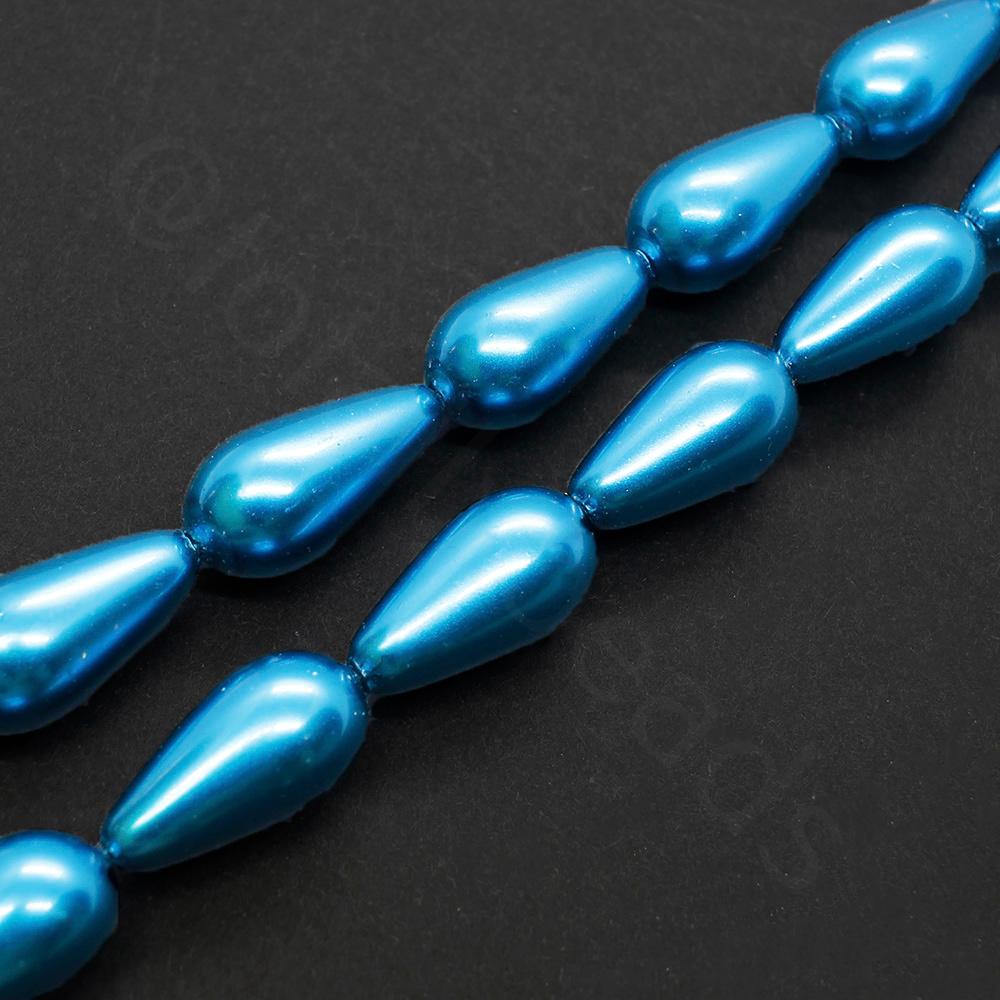 Glass Pearl Drop Beads 8x16mm - Deep Blue