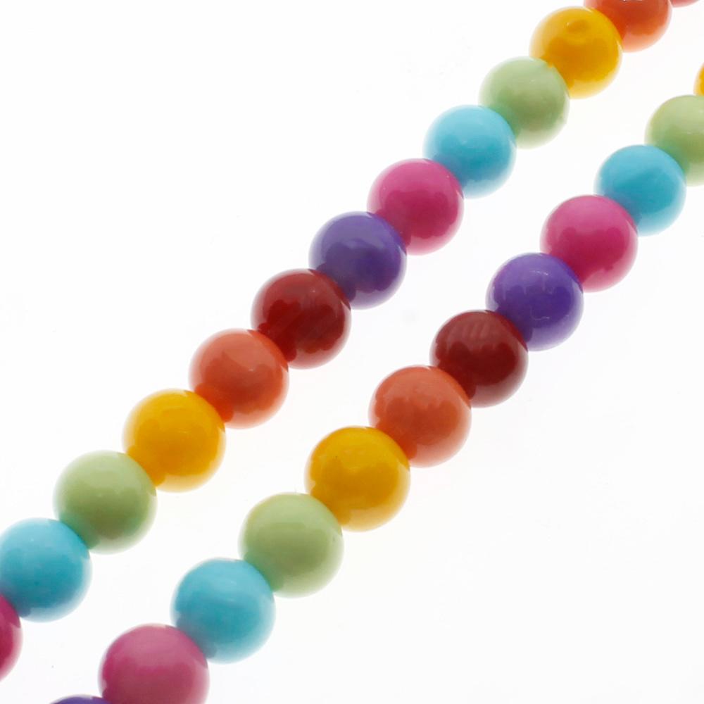 Mixed Glass Pearl 6mm Round Beads - Rainbow Mix