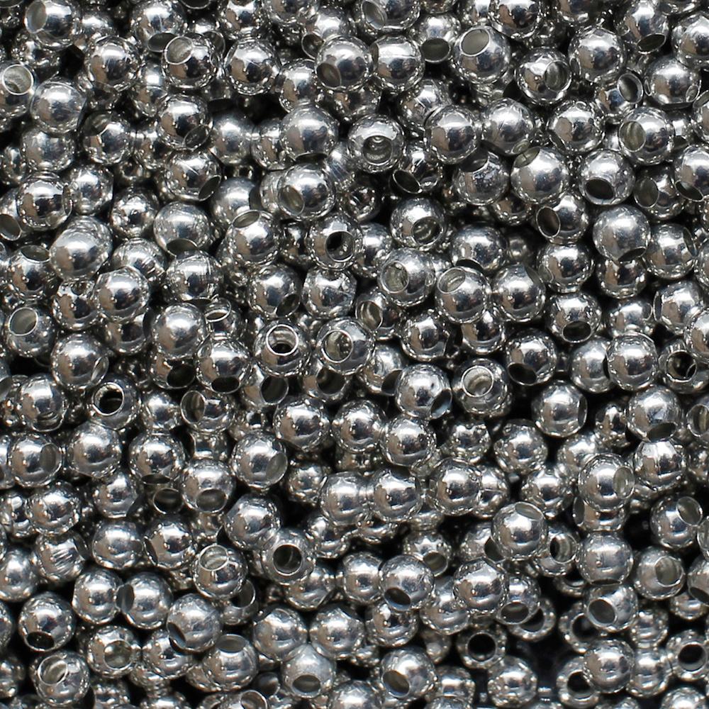 Round Spacer Beads 2mm 300pc - Rhodium