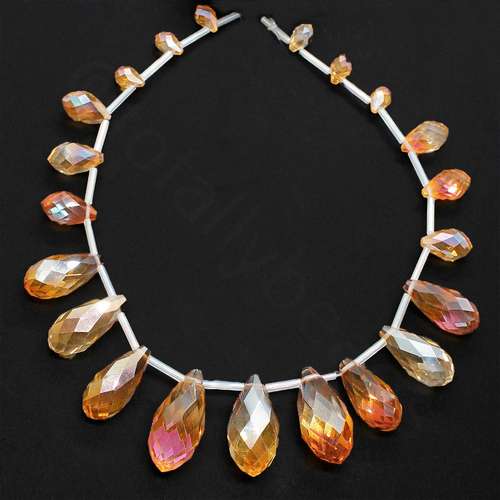 crystal beads pink apricot — faceted for jewelry making and beadwork