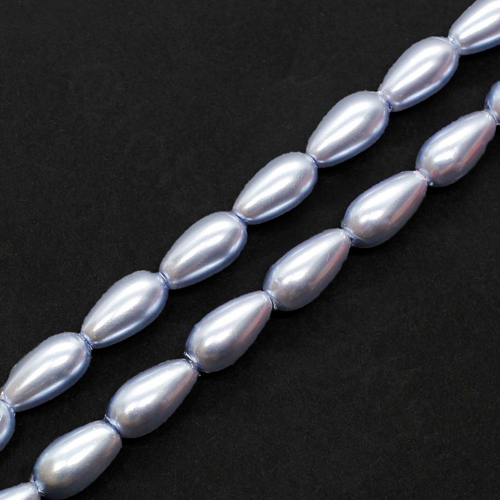 Glass Pearl Drop Beads 4x8mm - Violet Blue