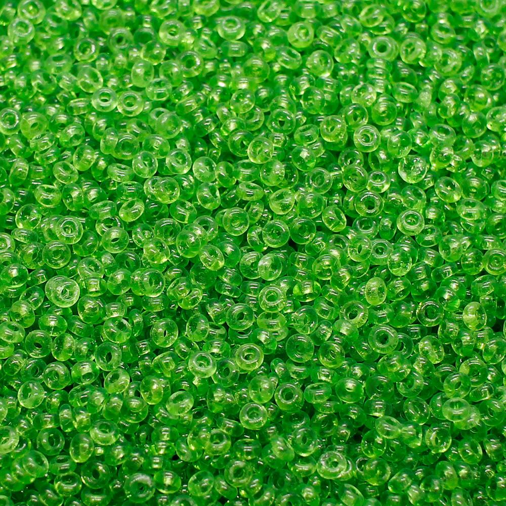 FGB Beads Transparent Lime Green Size 12 - 50g