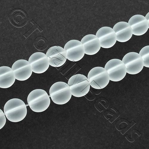 Glass Round 6mm Beads - Clear Matt Frosted