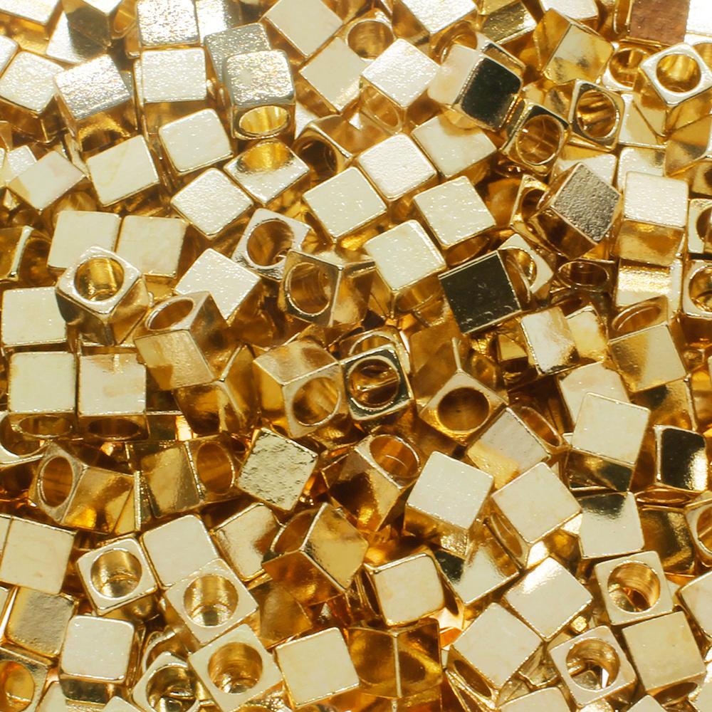 Spacer Bead Cubes 4mm 15pcs - Champagne Gold