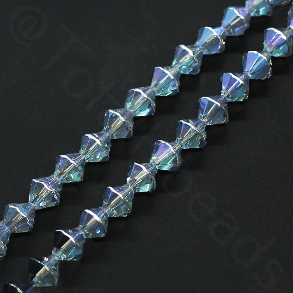 Glass Bicone with Silver Edge 8mm - Electric Blue