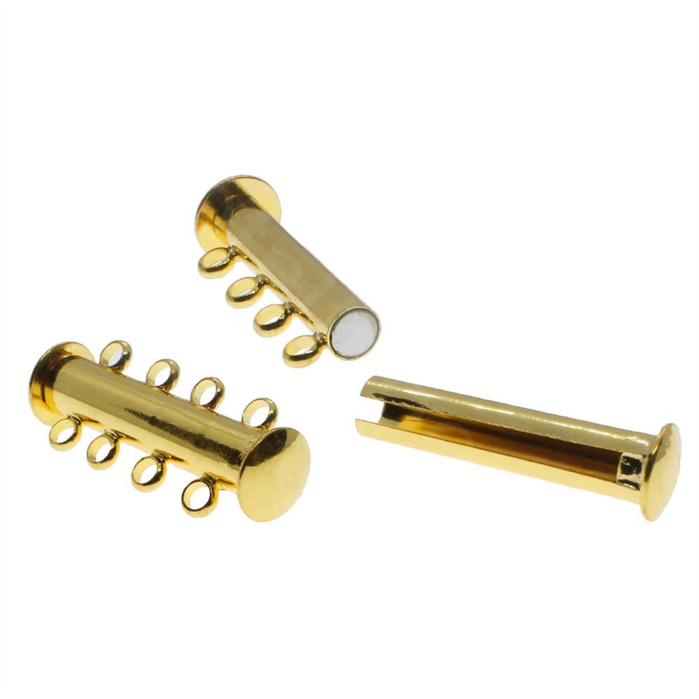 Sliding Magnetic Clasp 4 Strand - Gold Plated