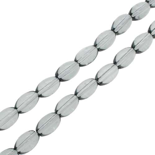 Glass oval beads 4x6mm 32" String - Trans. Grey