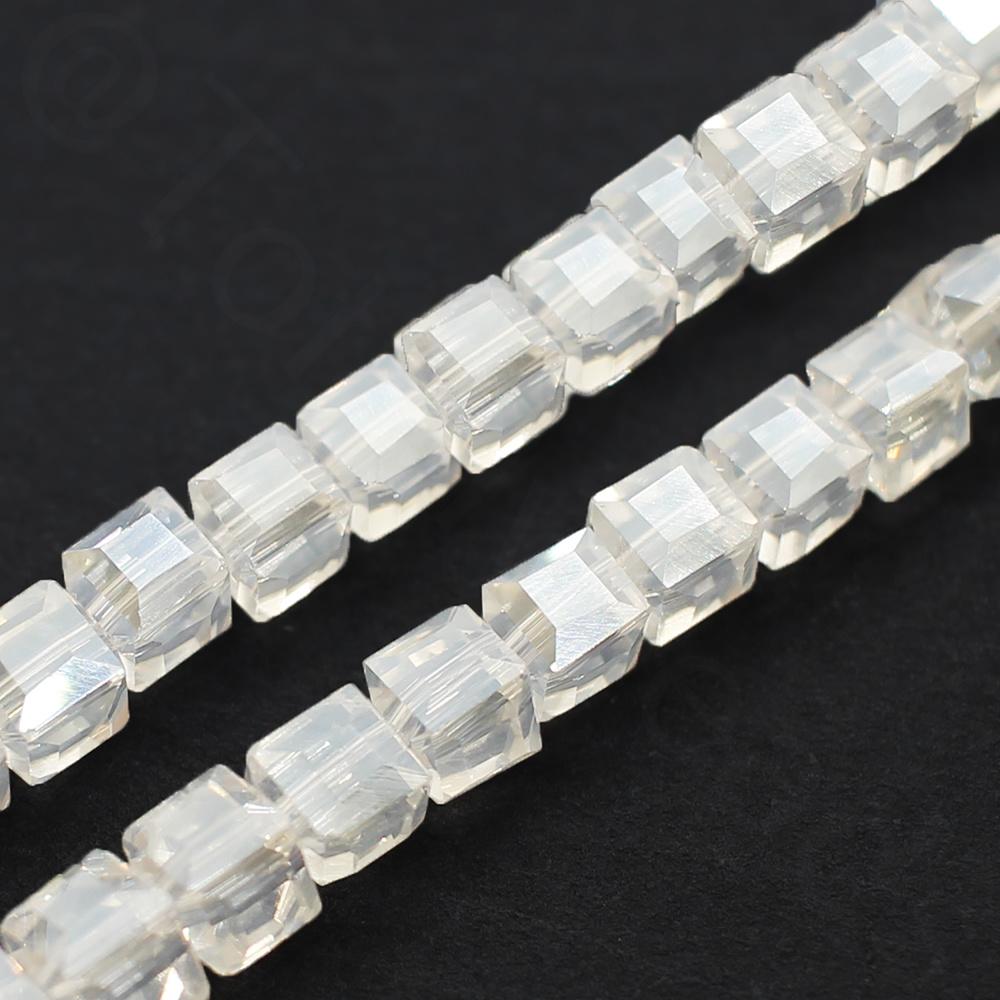 Crystal Faceted Cube 4mm  Crystal AB 16" inch