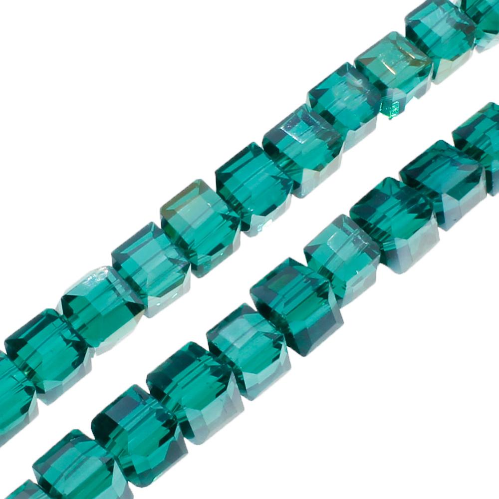 Crystal Faceted Cube 4mm Teal AB 16" inch