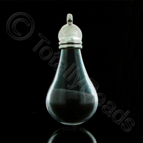 Hollow Glass Pendant with Black Micro Beads 45mm