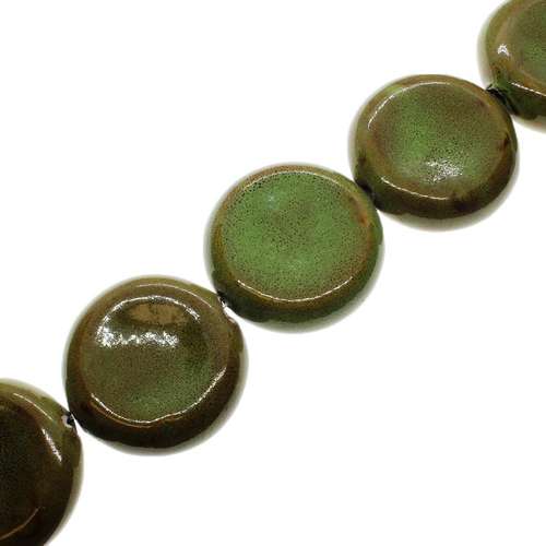 Ceramic Beads - Concave Disc 40mm - Green