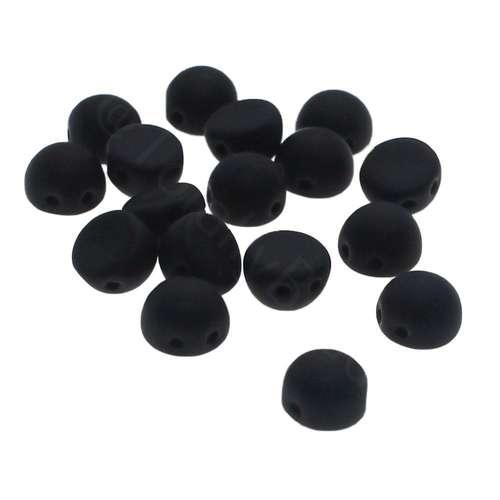 7mm Czech glass glass beads matte jet black — pack of 25, high-quality two-hole beads ideal for jewelry making, bead weaving, and crafts