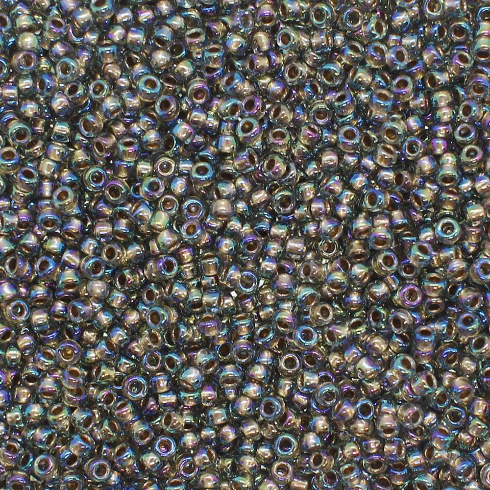 Toho Size 15 Seed Beads 10g - Gold Lined Rainbow Black Diamond