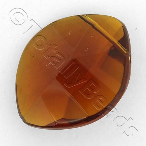 Glass Pendant Facet Leaf 24mm - Dark Amber