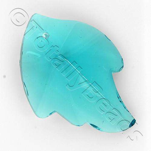 Glass Pendant Facet Leaf 27mm - Teal