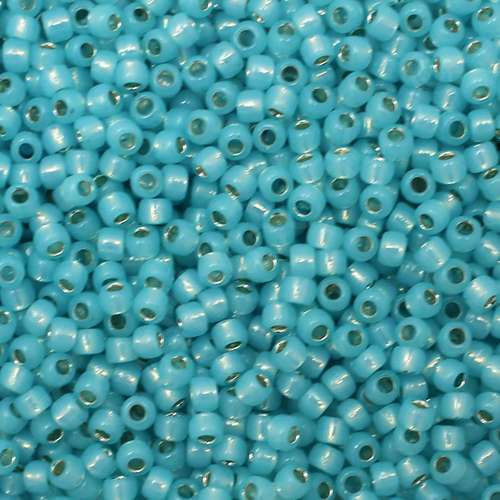 Toho Size 8 Seed Beads 10g - Silver Line Milky Aqua