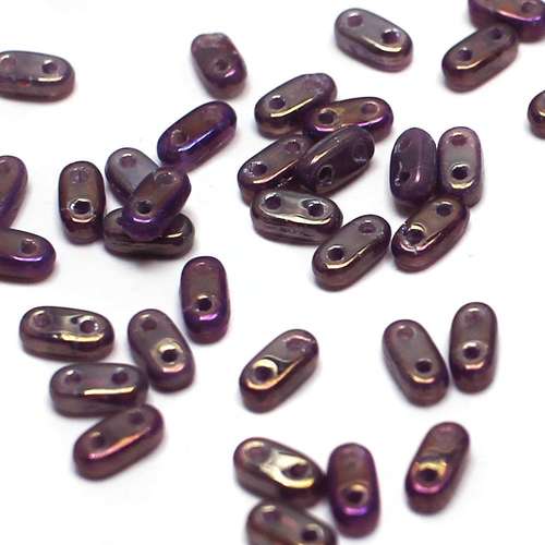 6mm Czech glass glass beads milky amethyst — pack of 7, high-quality two-hole beads ideal for jewelry making, bead weaving, and crafts