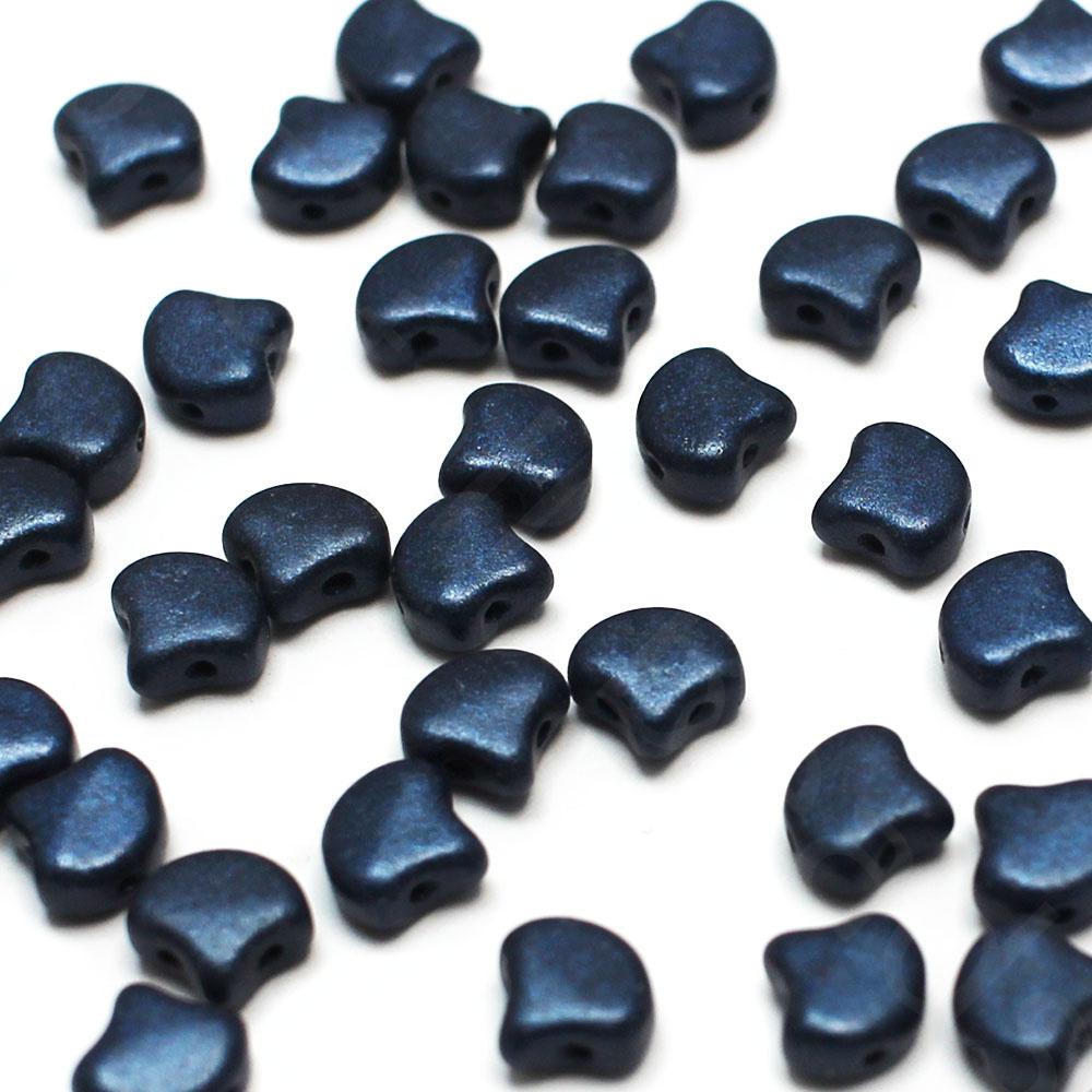 Ginko 7.5mm Leaf Beads 10g - Met Suede Dk Blue