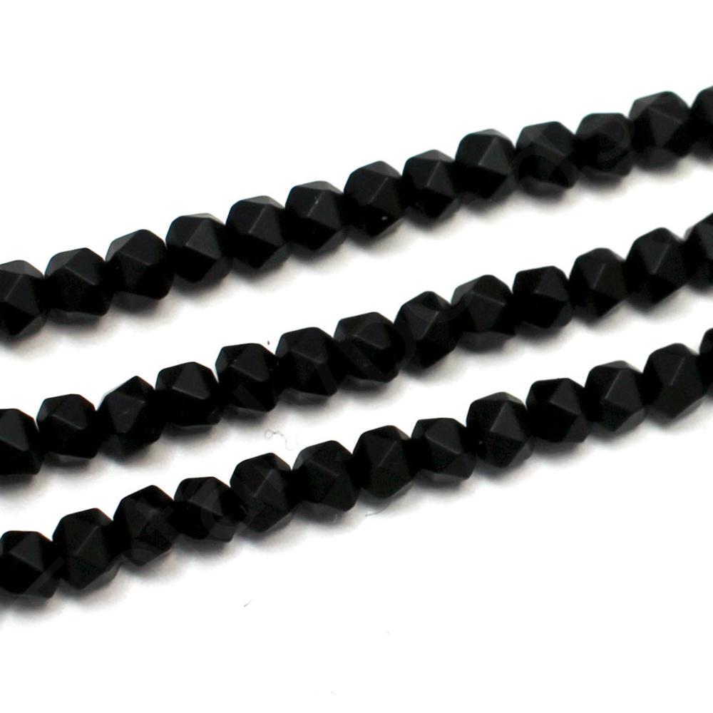Synthetic Onyx Faceted Nugget 4mm Matt