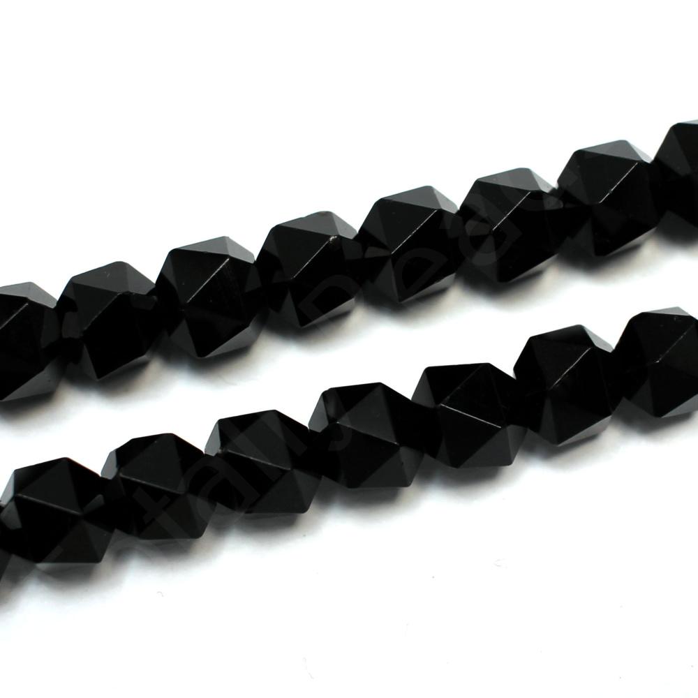 Synthetic Onyx Faceted Nugget 9-10mm