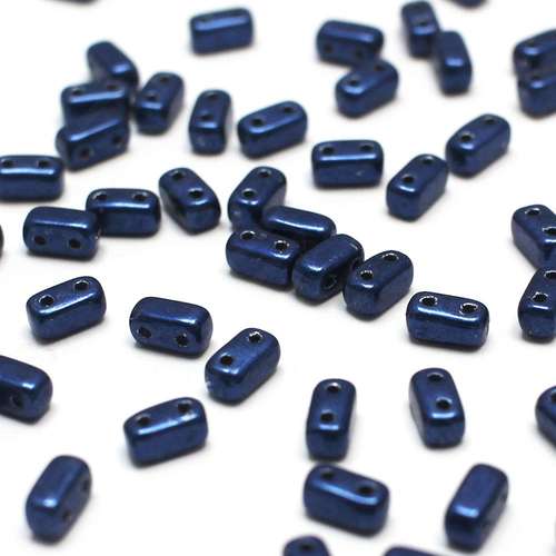 6x3mm Czech glass glass beads sat met evening blue — pack of 50, high-quality two-hole beads ideal for jewelry making, bead weaving, and…