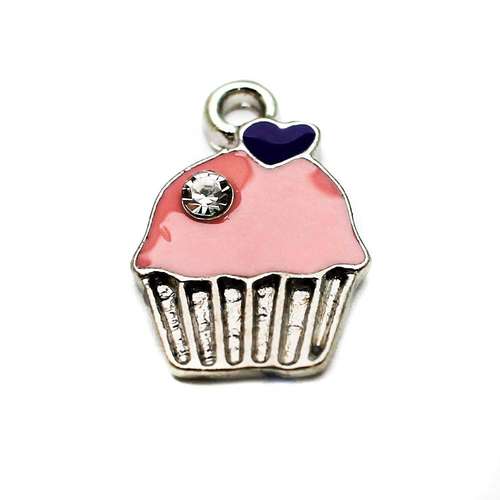 Enamel Gold Charm - Cupcake 2pc