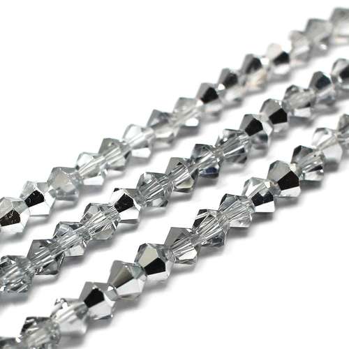 4mm crystal bicone beads half silver — plated finish, ideal for jewelry making and beadwork