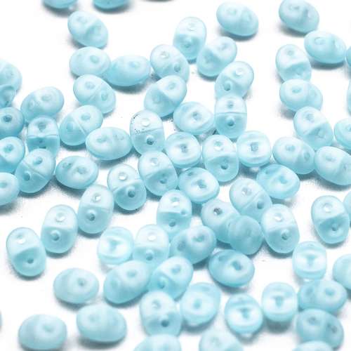10g Czech glass Rulla beads matte milky aquamarine — two-hole beads for jewelry making and bead weaving