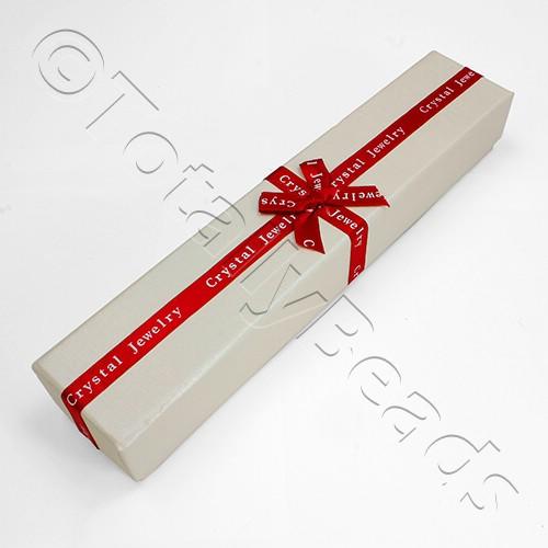 Jewellery Gift Box - Long Rectangle - Cream/Red