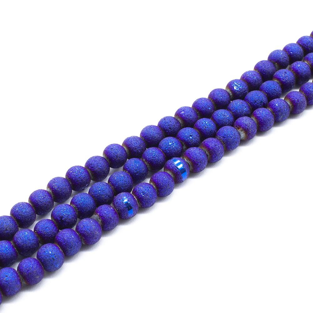 Druzy Round Glass Beads - 6mm Blue