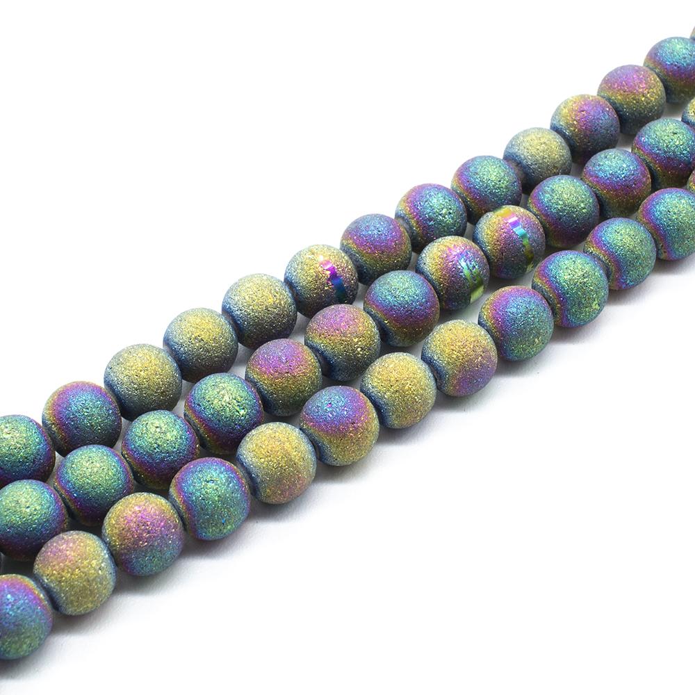Druzy Round Glass Beads - 8mm Rainbow
