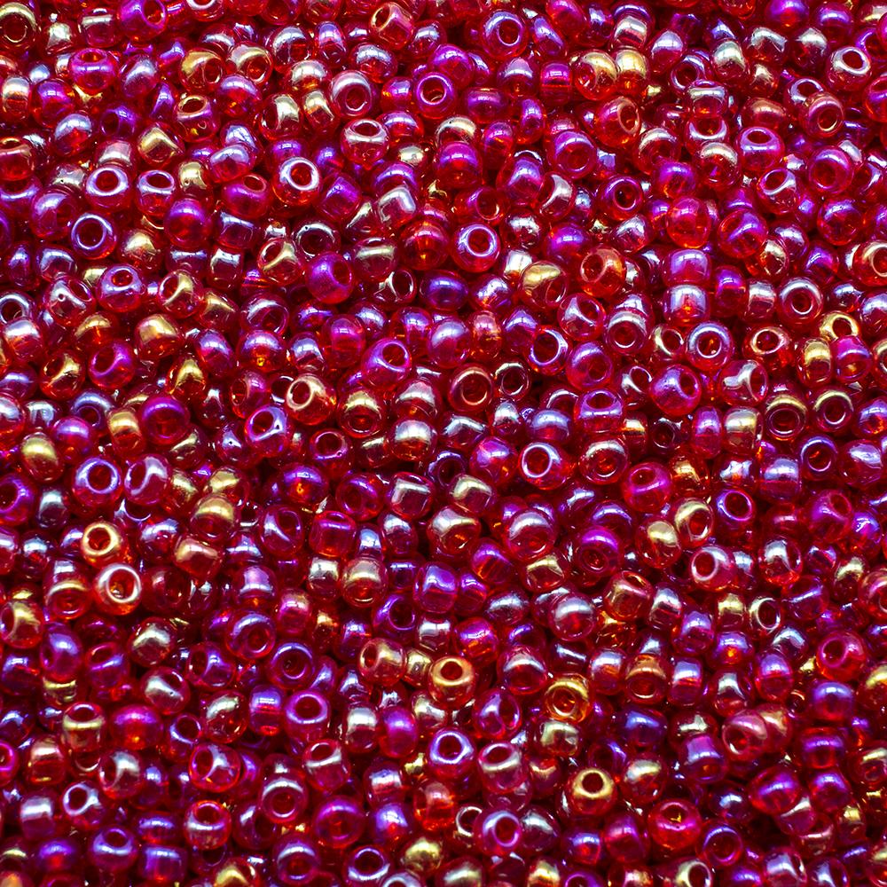 FGB Seed Beads Size 12 Trans Rainbow Cherry Merlot - 50g