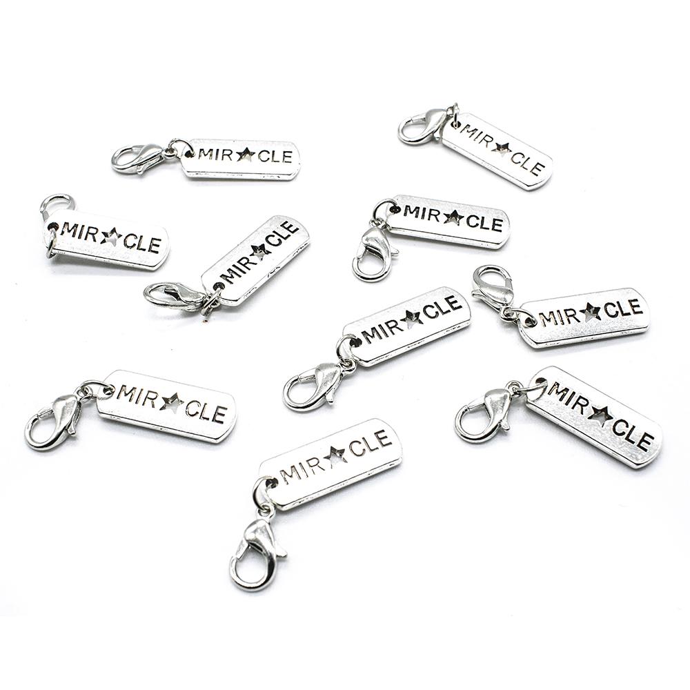 Miracle Tag Charm with Loster Clasp 21mm - 5pcs