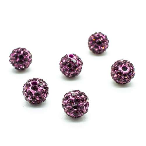 Shamballa Bead 8mm Round - Light Amethyst 1pc