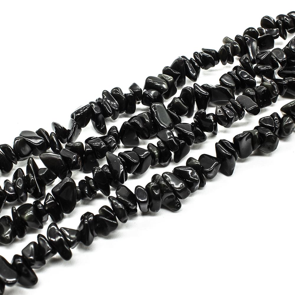 Gemstone Chips - Black Obsidan 32" String