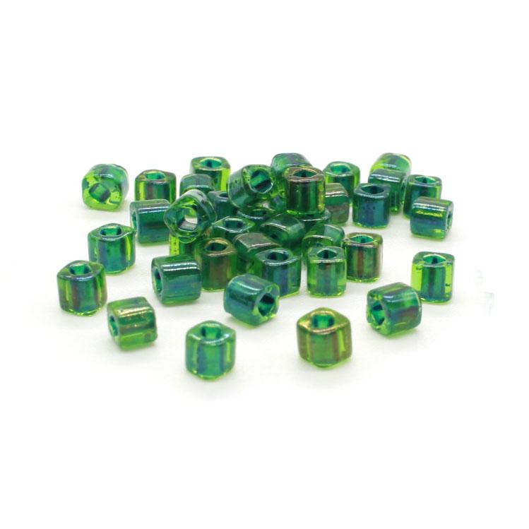Toho Cubes 4mm 10g - Inside Color Peridot/Emerald-Lined