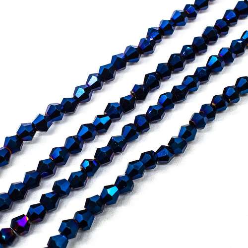 3mm crystal bicone beads blue iris — faceted for jewelry making and beadwork