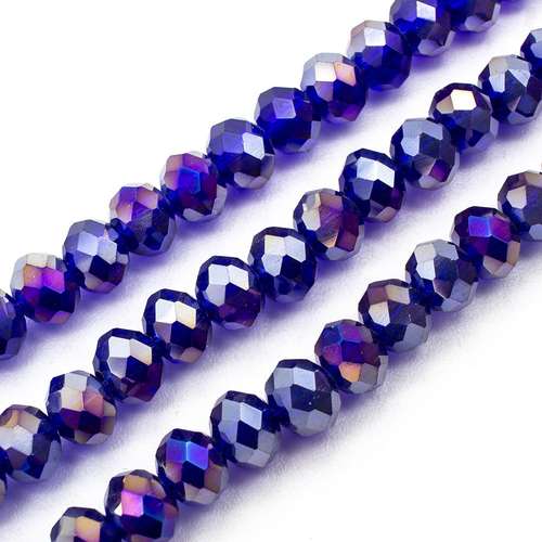 6mm crystal beads royal blue ab, pack of 100 — AB finish, faceted for jewelry making and beadwork
