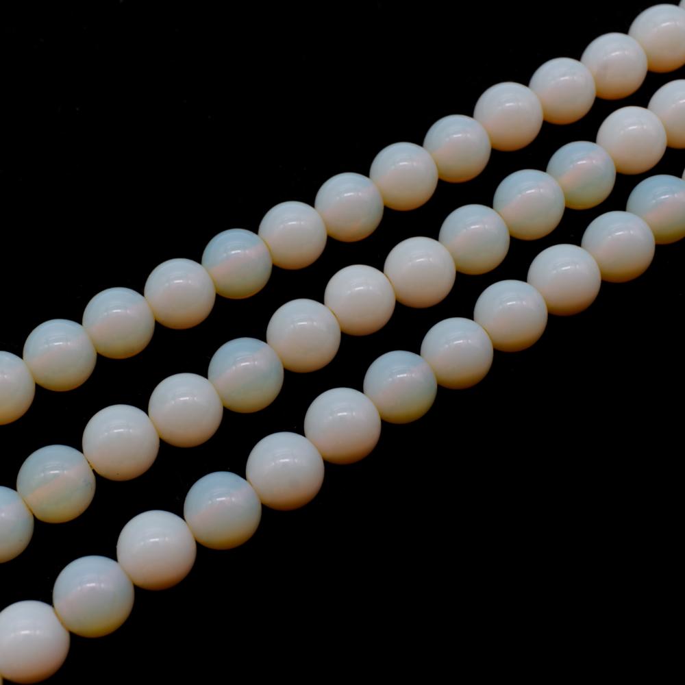Opal Dark Opaque Cream Round - 6mm
