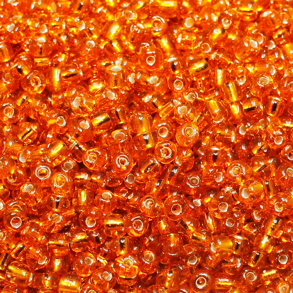 FGB Seed Beads Size 6 Silver Lined Tangerine - 50g