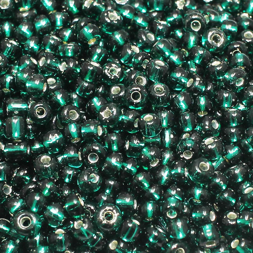 FGB Seed Beads Size 6 Silver Lined Emerald Green - 50g