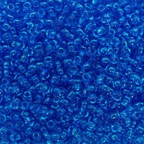 size 8 FGB glass seed beads transparent caribbean blue — 50g pack, ideal for bead weaving, embroidery, and jewelry making